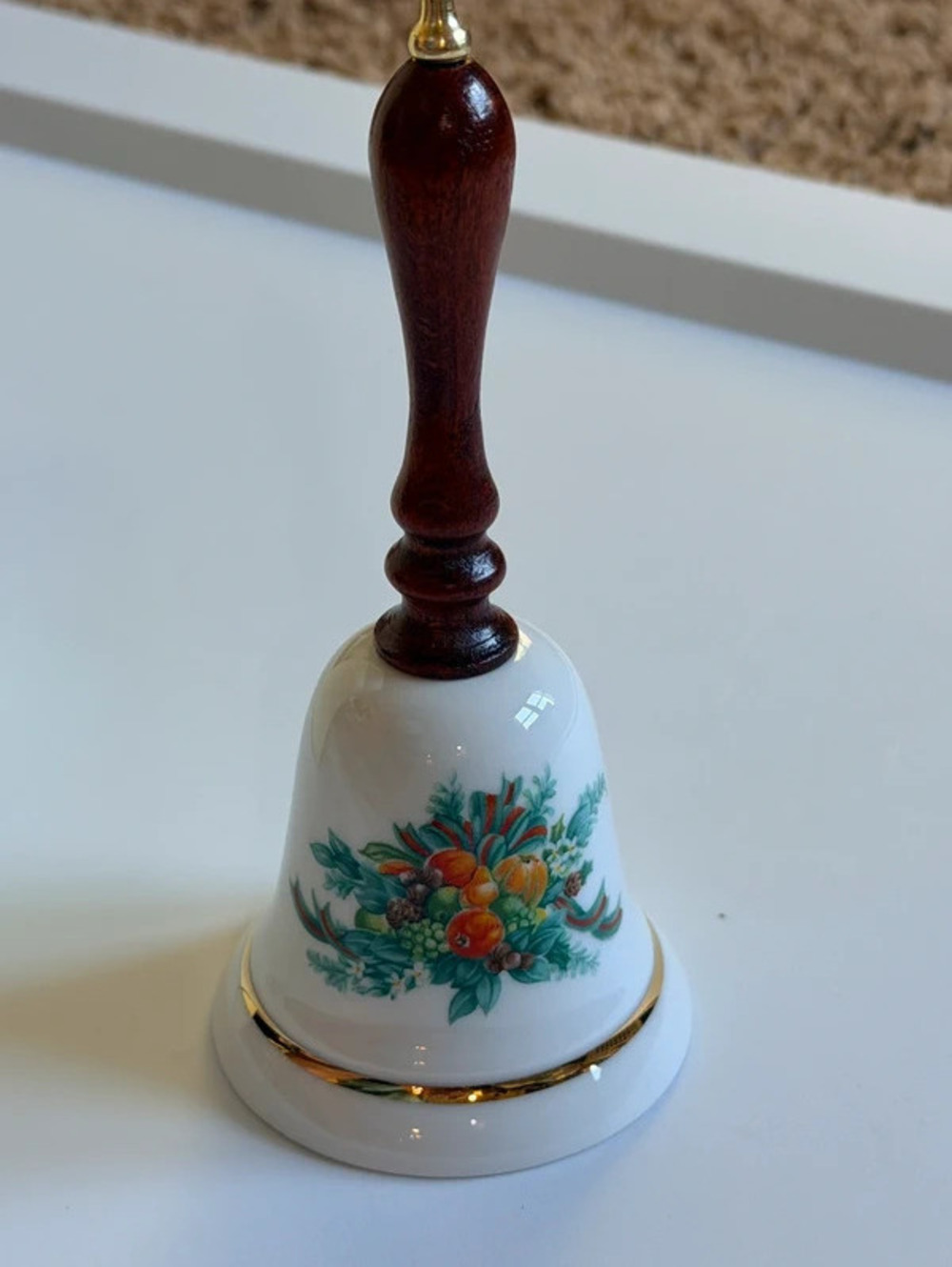 1985 Avon Christmas Bell porcelain fruit holiday bell with box skuC